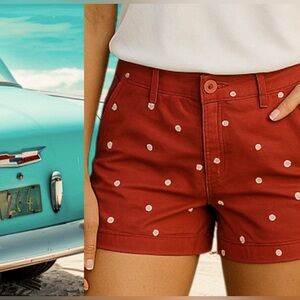 FreeStyle Revolution Hemmed Shorts in Red With Embroidered White Dots JRs SZ 3